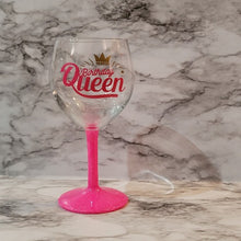 Load image into Gallery viewer, Celebrate your birthday with a glitz and glam wine glasses. Add an name and/or special date for you to remember your day forever.  These make a great gift for the Birthday Queen.
