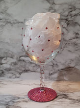 Load image into Gallery viewer, RAZZLE DAZZLE and drink your wine in STYLE in a beautiful lux glass rhinestone wine glass.   These make great gifts for birthdays, anniversaries, parties, favors, etc.
