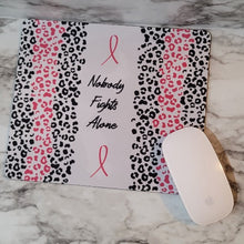 Load image into Gallery viewer, Nobody Fights Alone Breast Cancer Mouse Pad
