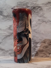 Load image into Gallery viewer, If scary movies are your thing, this horror movie killer blood drip sublimation tumbler is perfect. Vibrant, long lasting, and durable. Add a name to take it to the next level.
