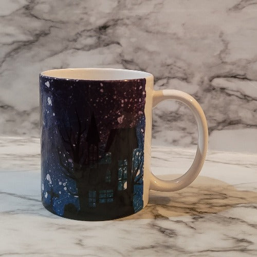 This vibrant, durable, and long lasting Halloween mug will stand out. Drink your favorite coffee or tea with a mug that shows off your style and personality. Make your Spooky Night mug extra special by adding a name.  Great gifts to a teacher, boss, friend or treat yourself.  You can put hot and cold drinks in them.   Name and/or image, can be printed on both sides  Comes in 2 sizes (12oz. or 15oz.) Ceramic Dishwasher safe (top rack recommended)  Vibrant colors, durable, and long lasting