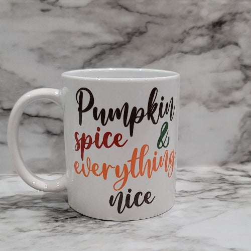 This vibrant, durable, and long lasting Pumpkin Spice mug will stand out. Drink your favorite coffee or tea with a mug that shows off your style and personality. Make your Pumpkin Spice mug extra special by adding a name.