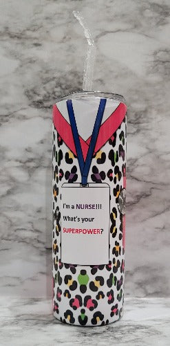 This Nurse Superpower sublimation tumbler can be personalized with a name to take it to the next level. Vibrant colors, durable, and long lasting.