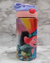 Load image into Gallery viewer, This Poppy &amp; Friends sublimation kids glow in the dark tumbler can be personalized with a name to take it to the next level. Vibrant colors, durable, and long lasting. GLOW IN THE DARK IS ALWAYS BETTER!!!!!
