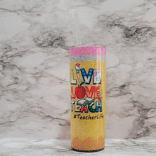 Load image into Gallery viewer, Show the teachers some love with this #Teacher Life pencil style tumbler. Vibrant, long lasting, and durable. Make sure to add a name to take it to the next level.
