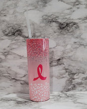 Load image into Gallery viewer, I Choose Hope Breast Cancer tumbler is vibrant, long lasting, and durable. Add a name to make it extra special.
