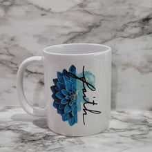 Load image into Gallery viewer, This vibrant, durable, and long lasting Faith Flower mug will stand out. Drink your favorite coffee or tea with a mug that shows off your style and personality. Make your Faith Flower mug extra special by adding a name.
