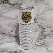 Load image into Gallery viewer, This Police Officer tumbler is the perfect way to say thank you, show love and support to a local hero. Let them know how much they are appreciated for all that they do. It is vibrant, long lasting, and durable. Add a name to take it to the next level.
