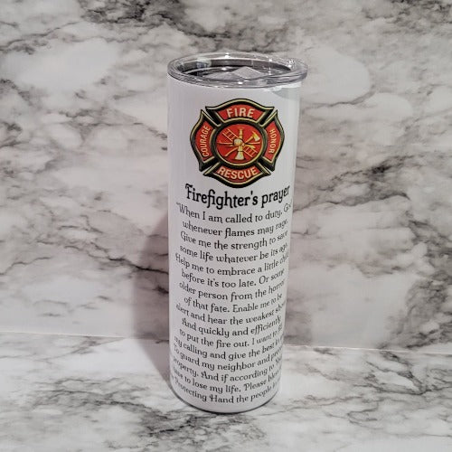 This Firefighter tumbler is the perfect way to say thank you, show love and support to a local hero. Let them know how much they are appreciated for all that they do. It is vibrant, long lasting, and durable. Add a name to take it to the next level.