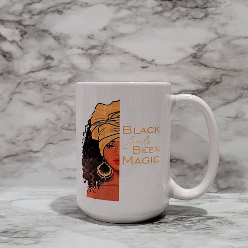 This Black Girls Been Magic vibrant, durable, and long lasting mug will stand out. Drink your favorite coffee or tea with a mug that shows off your style and personality. Make your Black Girls Been Magic mug extra special by adding a name.  Great gifts to a teacher, boss, friend or treat yourself.  You can put hot and cold drinks in them. 
