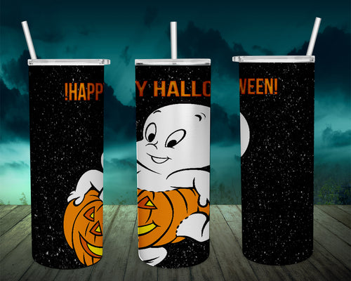 Friendly Ghost tumbler. Vibrant, long lasting, and durable. Add a name to take it to the next level. Always take it even further and have your tumbler GLOW IN THE DARK!!!!!