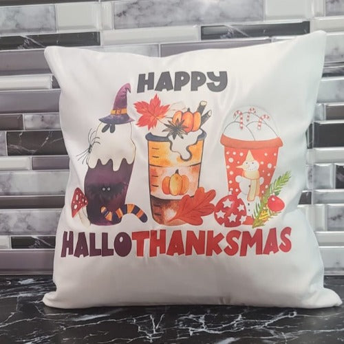 Why choose a favorite holiday when you love them all? No need to buy pillows for every holiday, now you can get them all in one with the Favorite Holiday Pillow.   Great gifts a family member, child, friend, birthdays, special occasion or treat yourself.  Size: 16x16 Sublimation image/print pillow insert included
