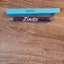 Load image into Gallery viewer, Sparkle while you write with these lux glass rhinestone pens personalized with a name. Add some razzle dazzle with your favorite color.  Great gifts to a teacher, boss, friend or treat yourself.
